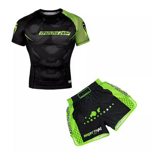 Conjunto de Rashguard y Pantalones Cortos de MMA Unisex Personalizados, de Secado Rápido, Elásticos, para Lucha, Muay Thai, BJJ, Ropa Deportiva de Entrenamiento - Product Image 2