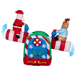 Decorazione Natalizia Gonfiabile Illuminata da 1,44 m, Divertente Babbo Natale e Renna su Dondolo Motorizzato, Grandi Decorazioni per Esterni - Product Image 1