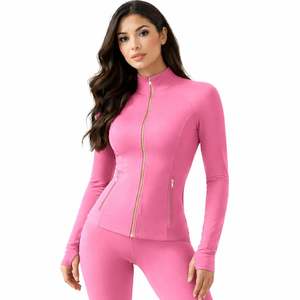 Conjunto Deportivo Ligero Personalizado para Mujer, Talla Grande, Chaqueta con Cremallera de Manga Larga, Pantalones de Cintura Alta, para Gimnasio, Fitness, Yoga, Otoño - Product Image 2