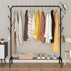 Heavy Duty Metal Clothing Rack Standing Type Double Tier Minimalist Wardrobe Storage <b>Holder</b> for Clothes and <b>Shoes</b> - Product Image 1