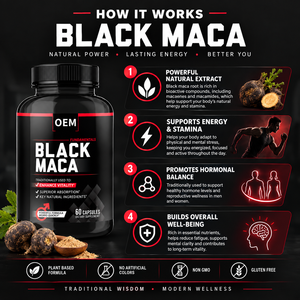 Capsules de supplément à base de plantes d'extrait de racine de maca noire pure OEM/ODM pour une énergie musculaire forte et un soutien de la concentration - Product Image 4