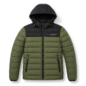 Veste matelassée à capuche pour homme, couleur olive et noir, chaude, imperméable, légère, pour l'hiver et les activités de plein air, One Apex - Product Image 1