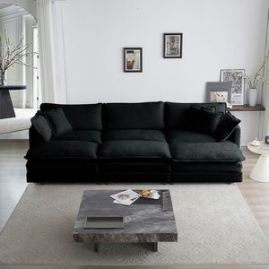 Divano Componibile a U Super Morbido e Reversibile a 6 Posti con 3 Pouf e 3 Cuscini Decorativi, Seduta Profonda e Confortevole per Soggiorno - Product Image 2