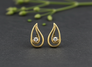 14k <b>Gold</b> Teardrop Prong <b>Set</b> Stud Earrings VVS1 Lab Grown Diamond Solitaire Jewelry Women Wholesale Pair OEM ODM - Product Image 4
