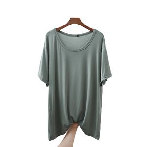 T shirt manches courtes été femmes T-Shirts couleur unie col rond lâche Tee hauts décontracté bas haut pour les femmes - Product Image 4