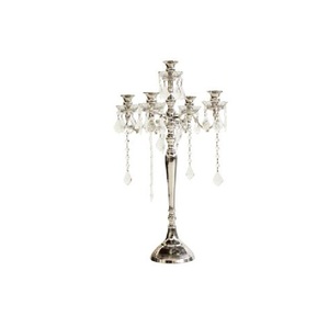 5-Arm Silver Polished Aluminum Floor <b>Candelabra</b> Tall Metal Wedding Centerpiece & Home Decor Classic Standing Taper Candle Holder - Product Image 6