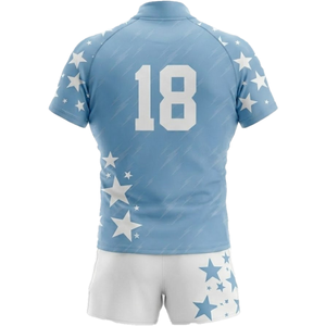 เสื้อรักบี้ผู้ชายสีกรมท่าและสีเหลืองพิมพ์ลายแบบ Sublimated หมายเลข 8 แขนสั้น ระบายเหงื่อได้ดี ทรงพอดีตัว เหมาะสำหรับทุกฤดูกาล - Product Image 6