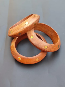 กำไลไม้ทำมือฝังทองเหลือง งานฝีมือธรรมชาติ เครื่องประดับสไตล์โบโฮ - Product Image 6