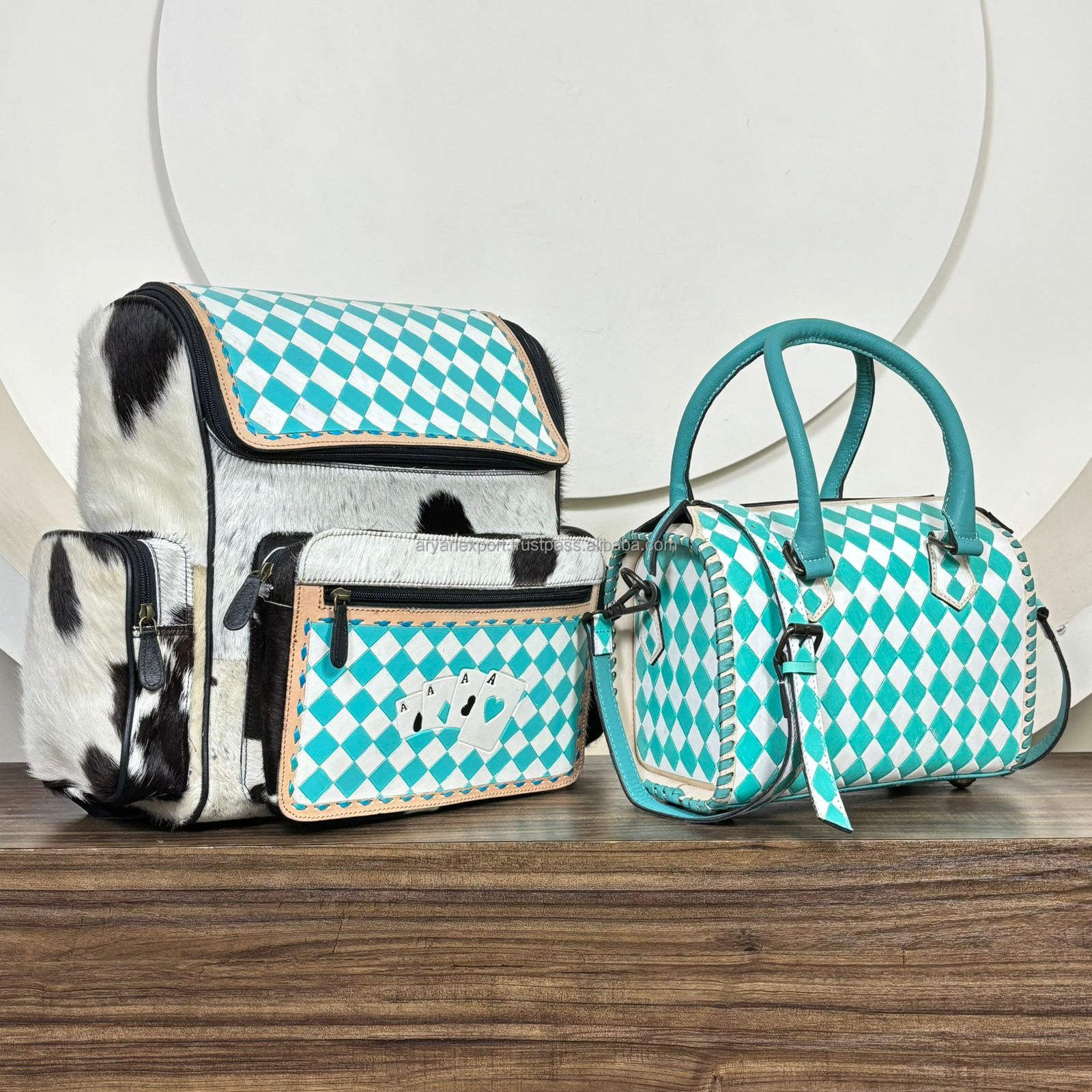 Turquoise & White Checkered