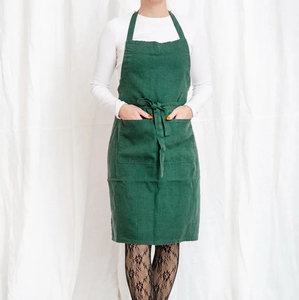 Delantal de lino para mujer con bolsillos, uniforme de trabajo cómodo y a la moda para cocina, taller, ropa de trabajo para mujer, multiusos - Product Image 5