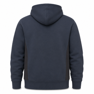 Sudadera con Capucha de Forro Polar Grueso Azul Marino al por Mayor, Paneles Laterales en Contraste, Bolsillo Canguro, Transpirable, Ropa Urbana para Hombre, 100% Poliéster - Product Image 2