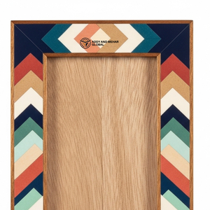 <b>Designer</b> Wooden Picture <b>Frame</b> | Colorful Geometric Inlay | Modern Home Decor <b>Frame</b> - Product Image 4