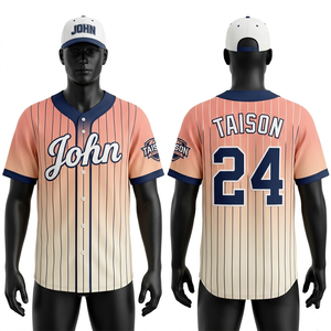 เสื้อเบสบอลชาย 160 GSM ผ้าโพลีเอสเตอร์ตาข่าย สีน้ำตาลทอง ปักลายแบบ Tackle Twill  แบบ Sublimation ติดกระดุมด้านหน้า ชุดกีฬา - Product Image 5