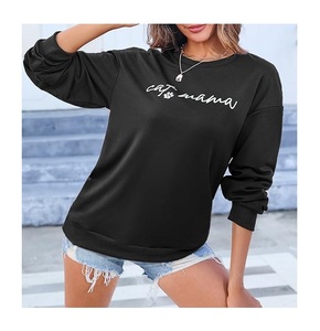 Sudadera de Algodón para Mujer, de Manga Larga, con Estampado en el Hombro, Cómoda, Informal, de Lujo, Precio al por Mayor, Personalizable para Invierno - Product Image 4