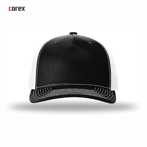 Black White Mesh Trucker <b>Hat</b> 5-Panel Adjustable Unisex Casual Breathable & Waterproof 100% Polyester 3D Embroidery Spring <b>Summer</b> - Product Image 2