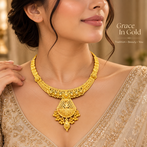 Graceful Necklace Earrings <b>Set</b> for Women | Indian <b>Bridal</b> Party Wear <b>Jewelry</b> | 24K Gold Finish Copper Brass Designer Necklace <b>set</b> - Product Image 2