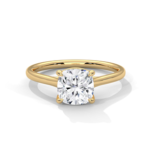 Anillo de Diamante Cultivado en Laboratorio con Corte Brillante, Chapado en Oro Amarillo de 14k, Anillo Solitario con Engaste de 4 Puntas, Anillo Minimalista - Product Image 1