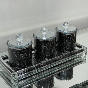 Ambrose squisito diamante schiacciato di vetro tè contenitori di zucchero di caffè barattolo di stoccaggio con vassoio in confezione regalo - Product Image 4
