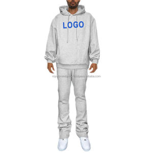 Ensemble de gym d'hiver pour hommes Leggings évasés et pantalons de survêtement à capuche Logo personnalisé Designer Maternité Hoodie Stacked Tracksuit for Fitness - Product Image 3