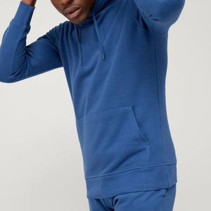 Ensemble sweat à capuche et pantalon de jogging en molleton bleu pour homme, coupe décontractée, tenue d'automne, couleur unie, survêtement tricoté - Product Image 2