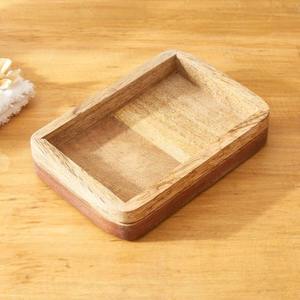 Oval Wooden Soap <b>Holder</b> Two-Piece Minimalist Bathroom Storage Set Easy To Clean - Product Image 2