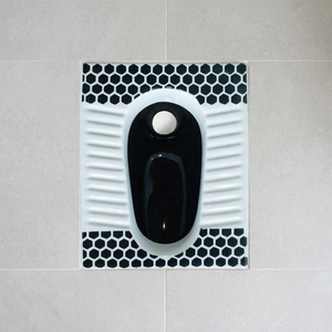 Standard Size <b>Ceramic</b> Asian Squatting <b>Pan</b> Double Black Dotted Water Closet Toilet for UAE and Nigeria - Product Image 2
