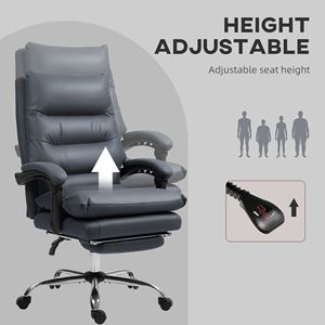 Sedia da Ufficio in Microfibra Grigio Scuro con Funzione Massaggio e Riscaldamento, Reclinabile, Ruote Girevoli, Doppio Imbottimento e Poggiapiedi - Product Image 5
