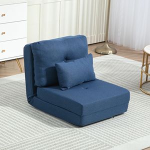 Poltrona Letto Convertibile Blu Scuro con Schienale Regolabile, Divano Pieghevole Imbottito Estensibile - Product Image 2