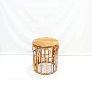 Hot Sales Wood & Iron Rattan Coffee <b>Table</b> <b>Round</b> <b>Patio</b> Furniture Sturdy Frame - Product Image 6
