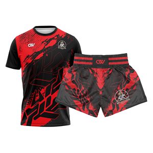 Wholesale Custom All-Over Printing Design Muay Thai Short Set Short Sleeve Martial Art Wear Stretch Training Set OEM Custom Logo - Product Image 1