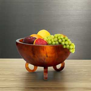 Decoración moderna hecha a mano para el hogar, Frutero de resina marrón, base de anillo, patas para servir aperitivos, mesa, centro de mesa, técnica de fundición de resina - Product Image 2