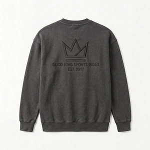 เสื้อสเวตเชิ้ตคอกลมสีเทาชาร์โคลสำหรับผู้ชาย ผ้าฝ้ายพรีเมียมเนื้อนุ่ม  โลโก้ปักด้านหน้าและด้านหลัง  สไตล์สตรีทแวร์ รับผลิตแบบ OEM - Product Image 2