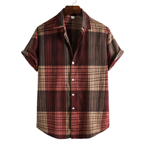 Camisas Hawaianas de Verano a Rayas de Poliéster/Algodón Estampadas y Transpirables para Hombres de Talla Grande, Camisa Casual de Playa - Product Image 3