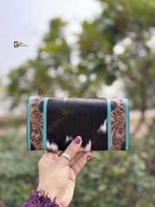 Cartera de Cuero de Vaca de Alta Calidad, Hecha a Mano, con Diseño Tallado, Elegante, Multiusos, Estilo Western - Product Image 3
