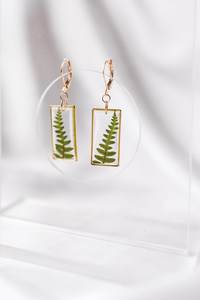 <b>Resin</b> Transparent Fern Leaf <b>Resin</b> Earrings Fern Frame Earrings Pressed Fern <b>Resin</b> Earrings Gold Frame Fern <b>Resin</b> <b>Craft</b> - Product Image 3