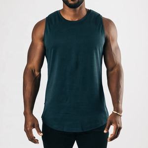 New Fashion <b>Men</b> Fitness Tank Tops Scoop Bottom Custom Sleeveless <b>Singlets</b> Knitted Breathable Polyester Cotton High Street Style - Product Image 1