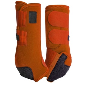 Bottes de protection pour chevaux en néoprène couleur unie orange pour la protection des jambes, l'entraînement équestre et l'équitation - Instruments de soins équestres - Product Image 2