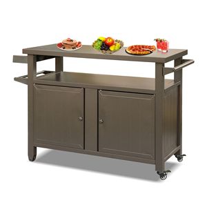 Carrello da esterno in metallo con ruote per griglia, tavolo da cucina per preparazione cibo, isole cucina, carrelli per barbecue, armadietto portaoggetti da esterno - Product Image 1