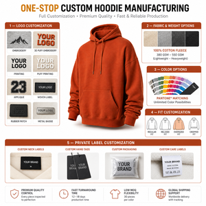 Sudadera con Capucha Oversize para Hombre, Color Sólido, Forro Polar, Estilo Casual, para Invierno, Naranja, Tejido de Algodón, Lavado Ácido - Product Image 4