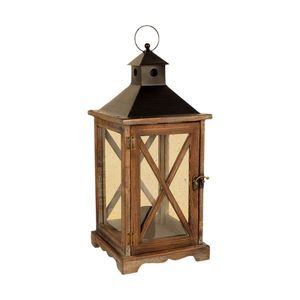 Round Shape Wooden <b>Lantern</b> <b>Set</b> With Flameless Candle For Home Decoration - Product Image 2