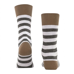High Quality <b>Men's</b> Crew <b>Socks</b> Striped Brown <b>White</b> Gray Knitted Breathable Daily Wear Autumn Season - Product Image 3
