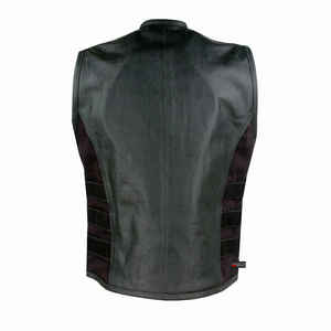 Chaleco de Motociclista de Cuero Genuino para Hombre, Impermeable, para Invierno, sin Mangas, con Cierre Frontal, Bolsillos Laterales con Correa Ajustable - Product Image 3
