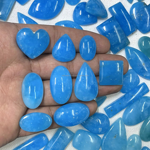 Cabochons en quartz héminorphite bleu Radha Arts, vente en gros pour la fabrication de pendentifs et de colliers, formes ovales 20-35mm - Product Image 1