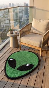 Alfombra Antideslizante de Lana Hecha a Mano, Diseño Verde Alien, Alfombra Suave de Felpa para Dormitorio Infantil y Decoración de Sala de Estar - Product Image 5