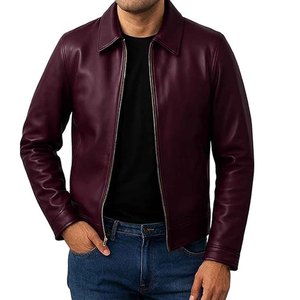 Chaqueta de Cuero Genuino para Hombre, Chaqueta de Motociclista de Piel de Vaca, Corte Ajustado, Abrigo de Invierno, Proveedor OEM Personalizado - Product Image 2