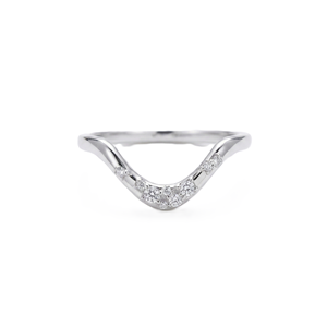 Bague de mariage en or massif 9K 10K 14K 18K avec diamant de laboratoire rond ondulé en forme de chevron, couleur DEF, clarté VS VVS, certifiée IGI - Product Image 2