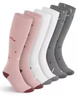 Chaussettes de compression montantes pour femmes, lot de 2 paires, noires unies, longues, pour la course et le cyclisme, prix de gros - Product Image 3