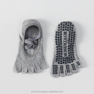 JZVINA Custom Five Toe Pilates Grip <b>Socks</b> Women Wrap Strap Non Slip Yoga Separate <b>Finger</b> <b>Socks</b> Soft Breathable Knit Multi Color - Product Image 4