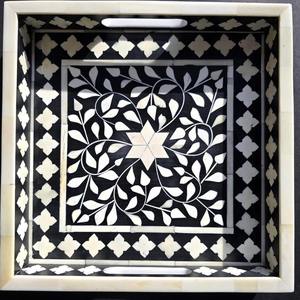 Plateau de service Art Déco en bois fait main en Inde pour gâteaux et bonbons, idéal pour la décoration intérieure - Product Image 3