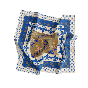 Foulard ethnique en satin de soie bleu à motifs floraux pour femme – Idéal pour les voyages et le quotidien, infroissable et écologique - Product Image 1